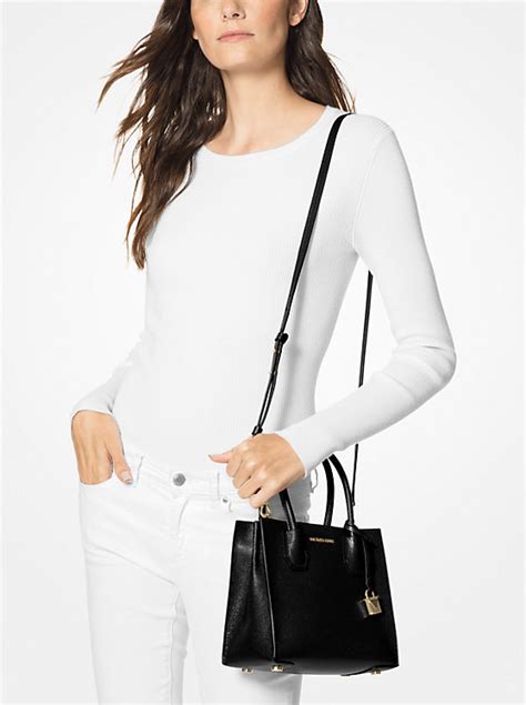 gold pebble leather michael kors tote|michael kors mercer leather bag.